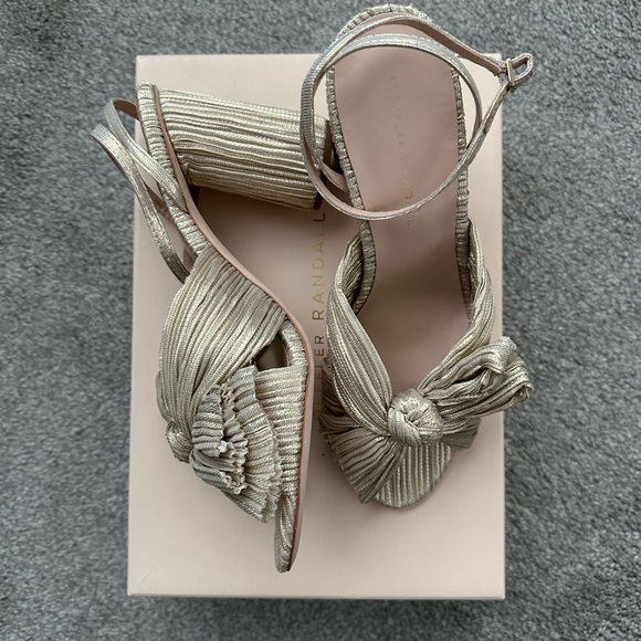Loeffler Randall Shoes - Loeffler Randall Metallic Gold Knotted Block Heel Sandals